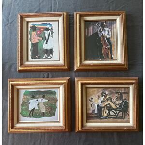 2 Leroy Campbell 2 Harmon Montgomery Framed Art prints Pictures set 4 / 13x15”